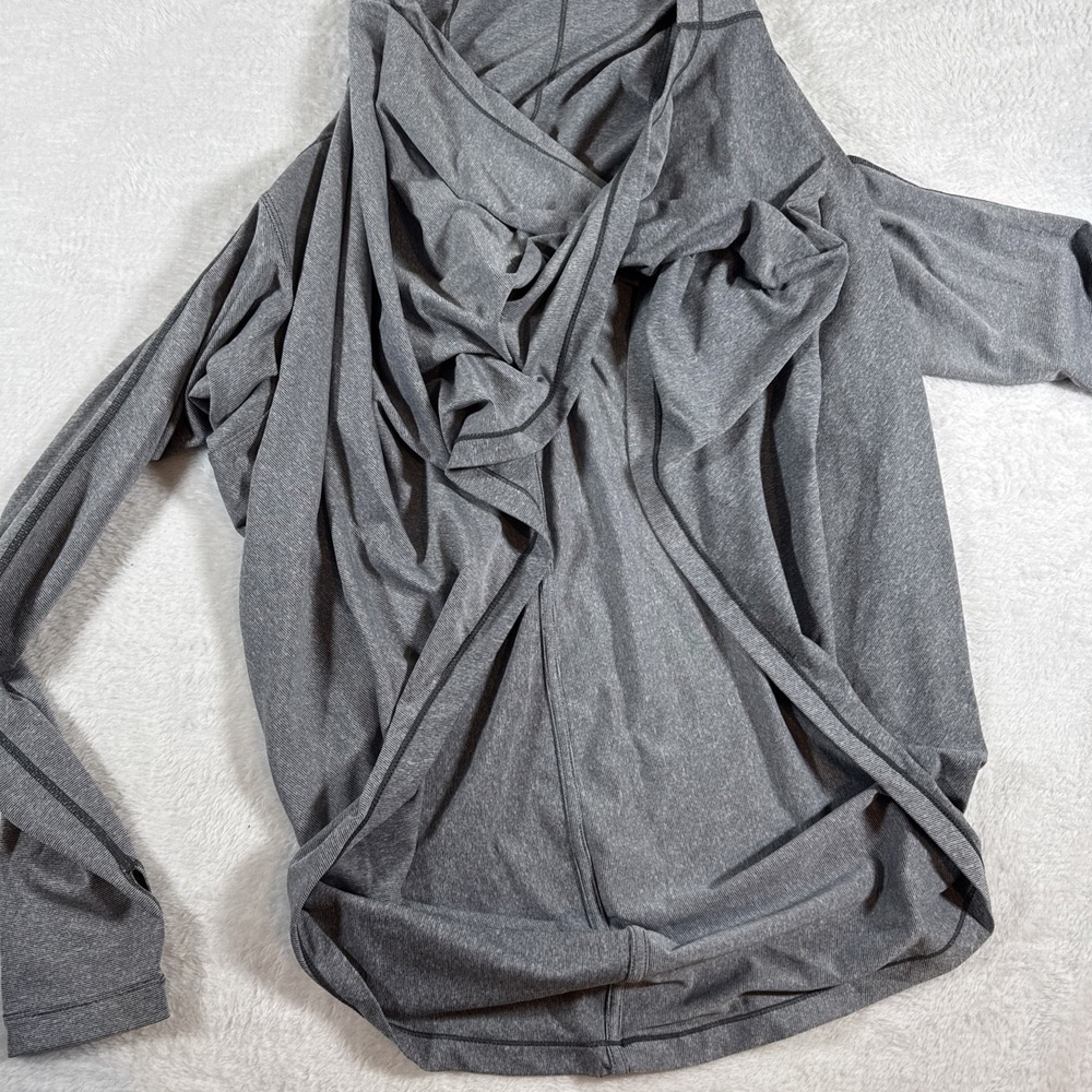 Zyia‎ Active Haze Top Womens Medium Gray Heather Shawl Wrap Hooded Yoga Stretch